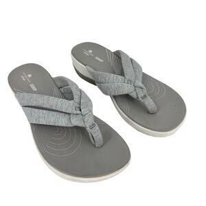 Clarks Cloudsteppers Arla Gilson Thong Sandals Cushion Soft Gray Women's Size 10